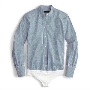J. Crew Pinstripe Long Sleeve Tailored Bodysuit